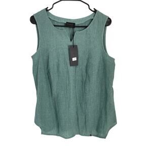 Q Neel Linen Blend Tunic Top EU 38 US 8 Sage Green Minimalist Nordic Lagenlook